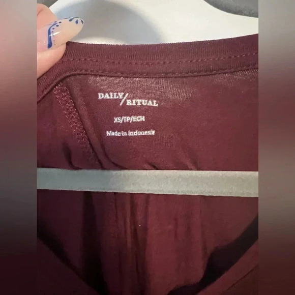 NWT |  Daily Ritual | Basic Burgundy Jersey Swing Dress | Size XS - Picture 7 of 8